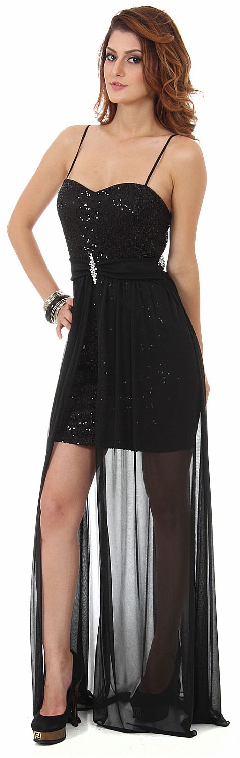 short prom dress with long overlay