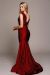 Satin Fitted V Neck Prom Dress back