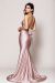 Halter Neck Empire Charmeuse Prom Dress back in Rose Brown