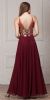 Gold Accent Keyhole Mesh Bust Long Formal Evening Dress back