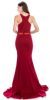 Mesh Neckline & Waist Solid Floor Length Formal Prom Dress back