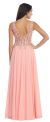 V-Neck Sheer Lace Beaded Bodice Long Formal Prom Dress back in Blush