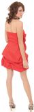 Short Strapless Party Prom Dress with Flower Applique back in Red