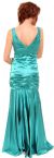 Shirred Formal Evening Dress with Flared Bottom back in Jade