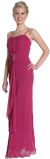 Broach Accent Long Formal Prom Dress in Magenta color