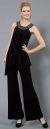 Embellished Neckline Two Piece Pant Dress in Black