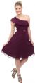 Tea Length Bridesmaid Dress with Asymmetric Top in Plum