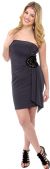 Strapless Cocktail Dress with Embellished Cutout Desing in Charcoal