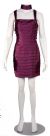 Horizontal Pleat Tiered Short Party Dress in Plum