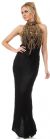 Main image of Turtle Neck Stems Bodice Long Beaded Formal Dress