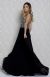 V-neck Beaded Lace Bodice Long Formal Prom Dress in an alternative image