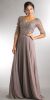 V-Neck Beaded Top Half Sleeves Long Mother of Bride Dress in Brown