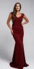 Sweatheart Neckline Embroidered Evening Gown in Burgundy