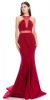 Main image of Mesh Neckline & Waist Solid Floor Length Formal Prom Dress