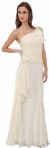Asymmetric Top Floral and Sheered Formal  Dress in Ivory