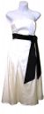 Strapless With Ivory Bow & Sash Prom Dress in Ivory/Black color