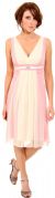 Knee Length V Neck Cocktail Dress with Waist Belt in Dusty Rose/Ivory