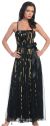 Two Tone Print Long Formal Prom Dress in Black/Gold print