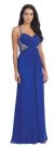 Bejeweled Strappy Back Long Formal Prom Dress in Royal Blue