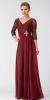 Main image of V-Neck Sheer Sleeves Floral Lace Bust Long Formal MOB Dress