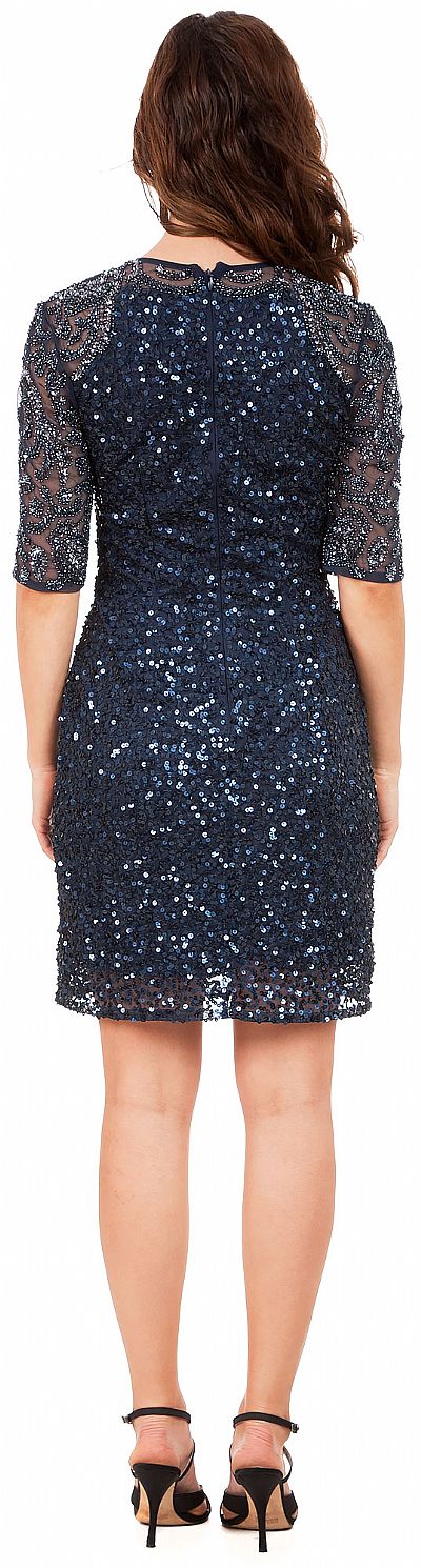 Half Sleeves Elegant Sequins Beaded Short Formal Prom Dress 10206