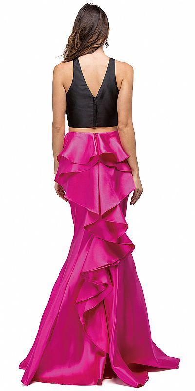 short top and long skirt dress