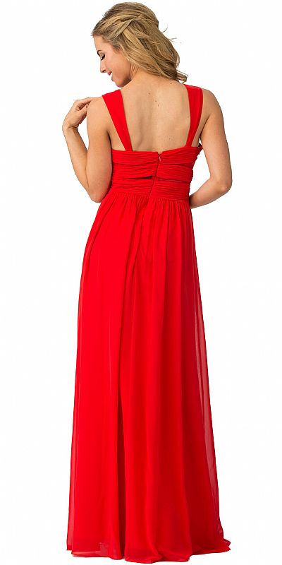 Sweetheart Neck Pleated Bust Long Bridesmaid Dress s6418