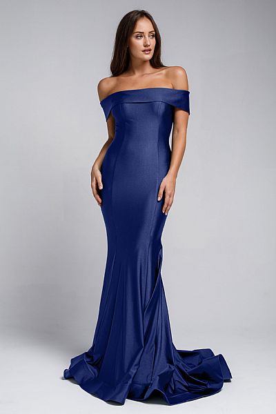 Off Shoulder Fitted Prom Gown a373