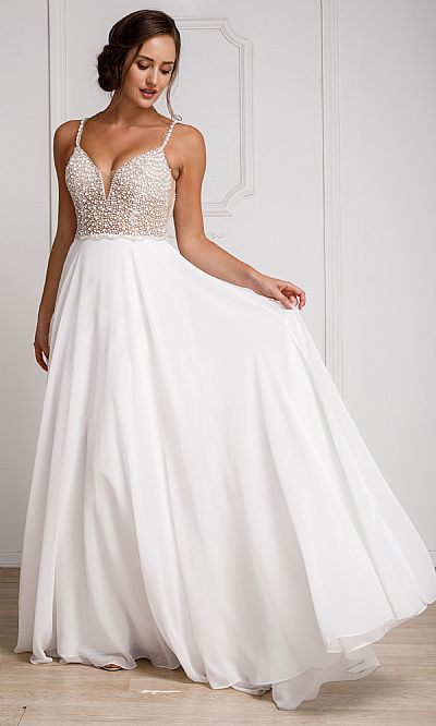 True Love White Beaded Rhinestone Maxi Dress