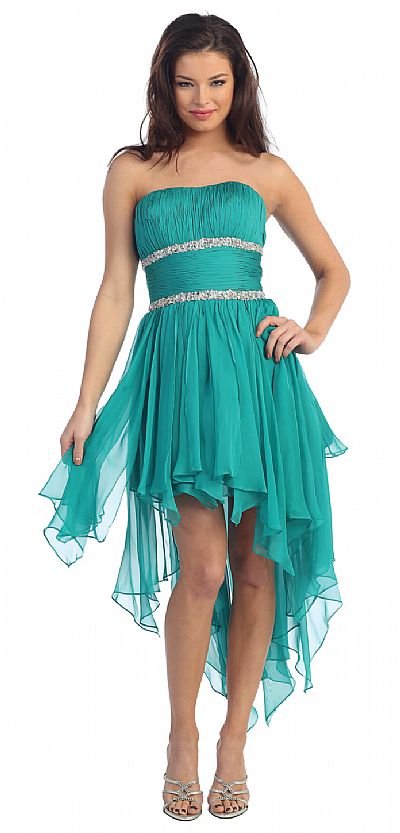 Elegant High-Low Prom Dress with Asymmetrical Hem p8335