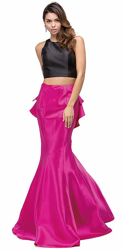 short top and long skirt dress