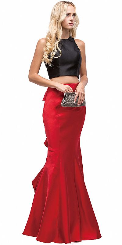 short top and long skirt dress