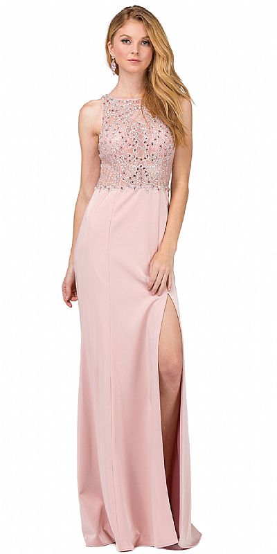 rhinestone mesh gown