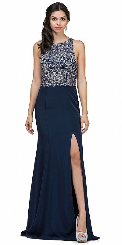 rhinestone mesh gown
