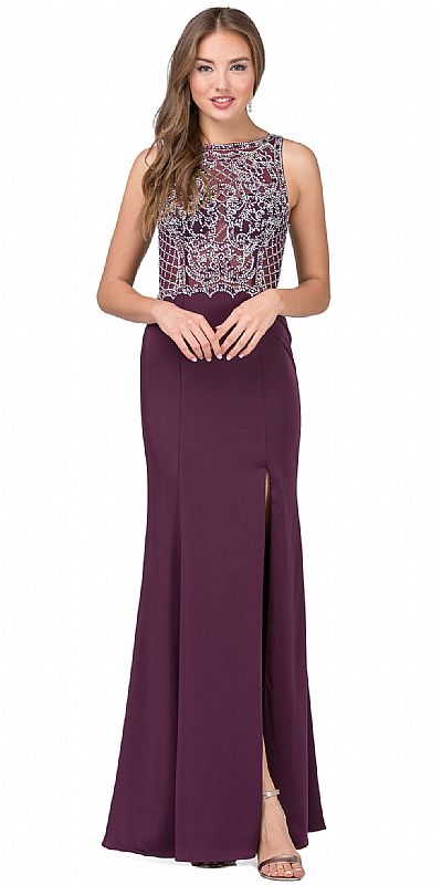 rhinestone mesh gown