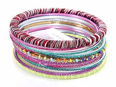 Set of 12 Handmade Bangle Bracelets pob-02723d